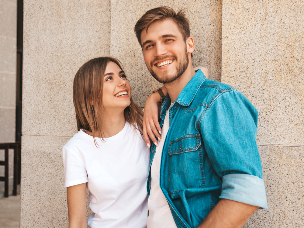 Confident Couple Smiles After Teeth Whitening – Teeth Whitening in Austin Happy couple smiling together, reflecting boosted confidence and radiant smiles following professional teeth whitening – Teeth Whitening in Austin